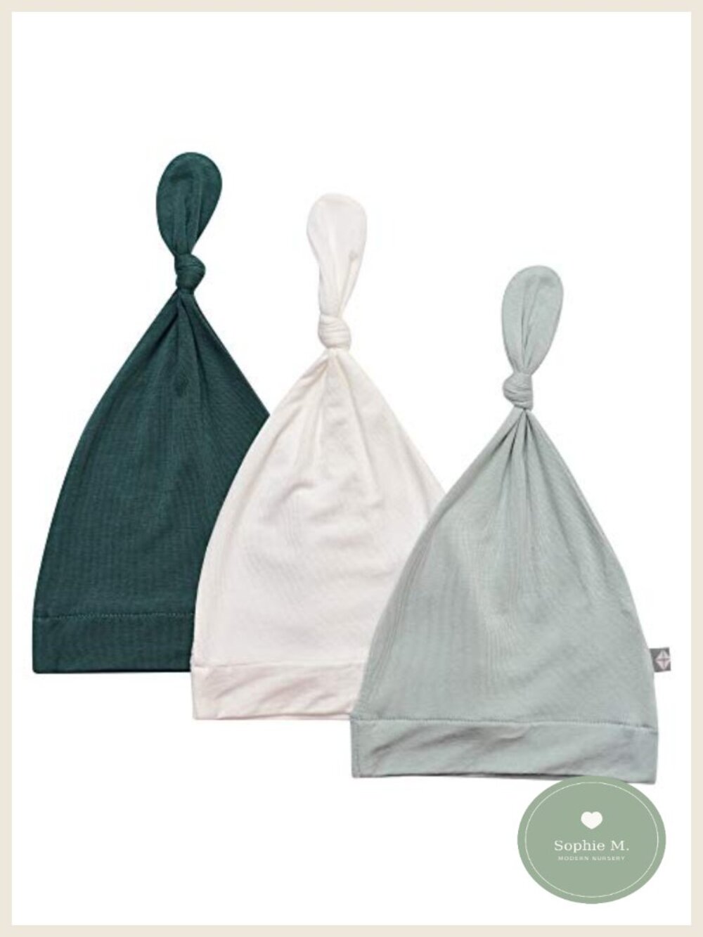 Baby Beanie Hats 3-Pack Super Soft Knotted Caps Breathable Rayon Bamboo